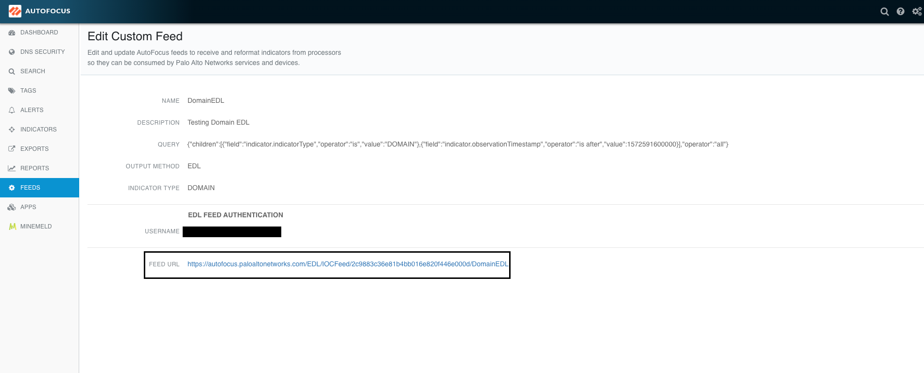AutoFocus-Feed-Registerkarte