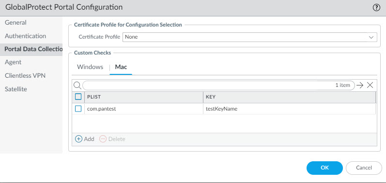 Configure custom check on portal 2