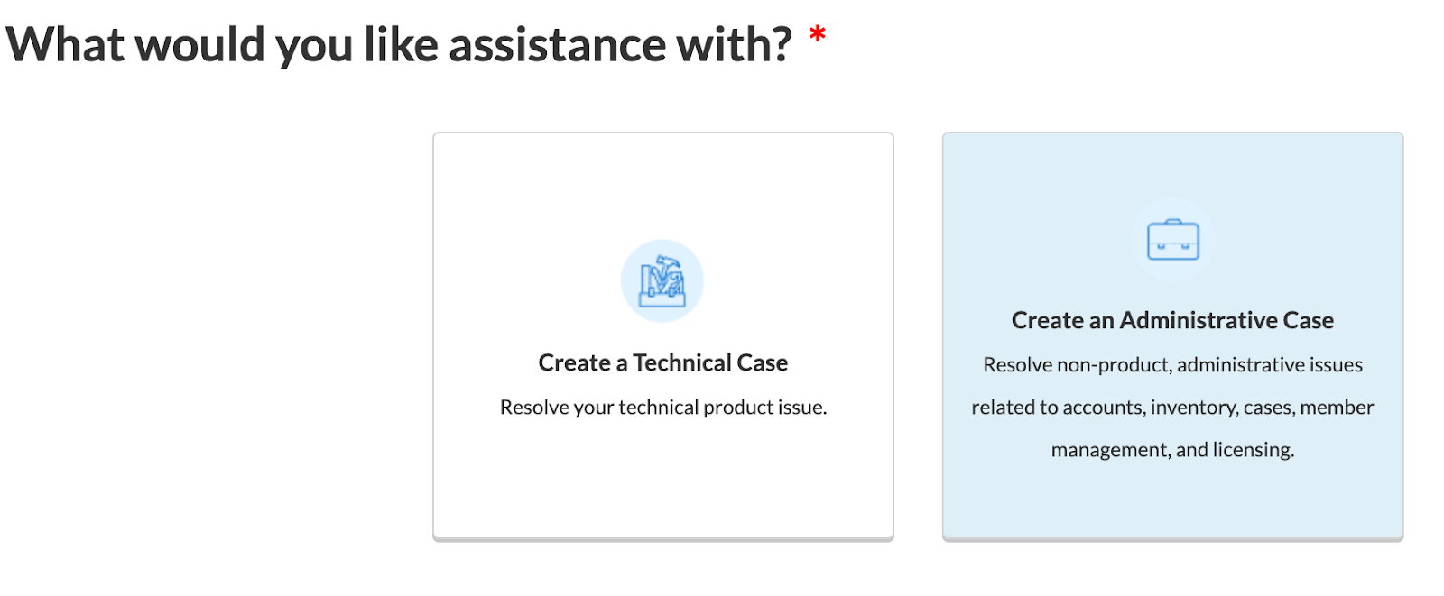 Crear un caso administrativo