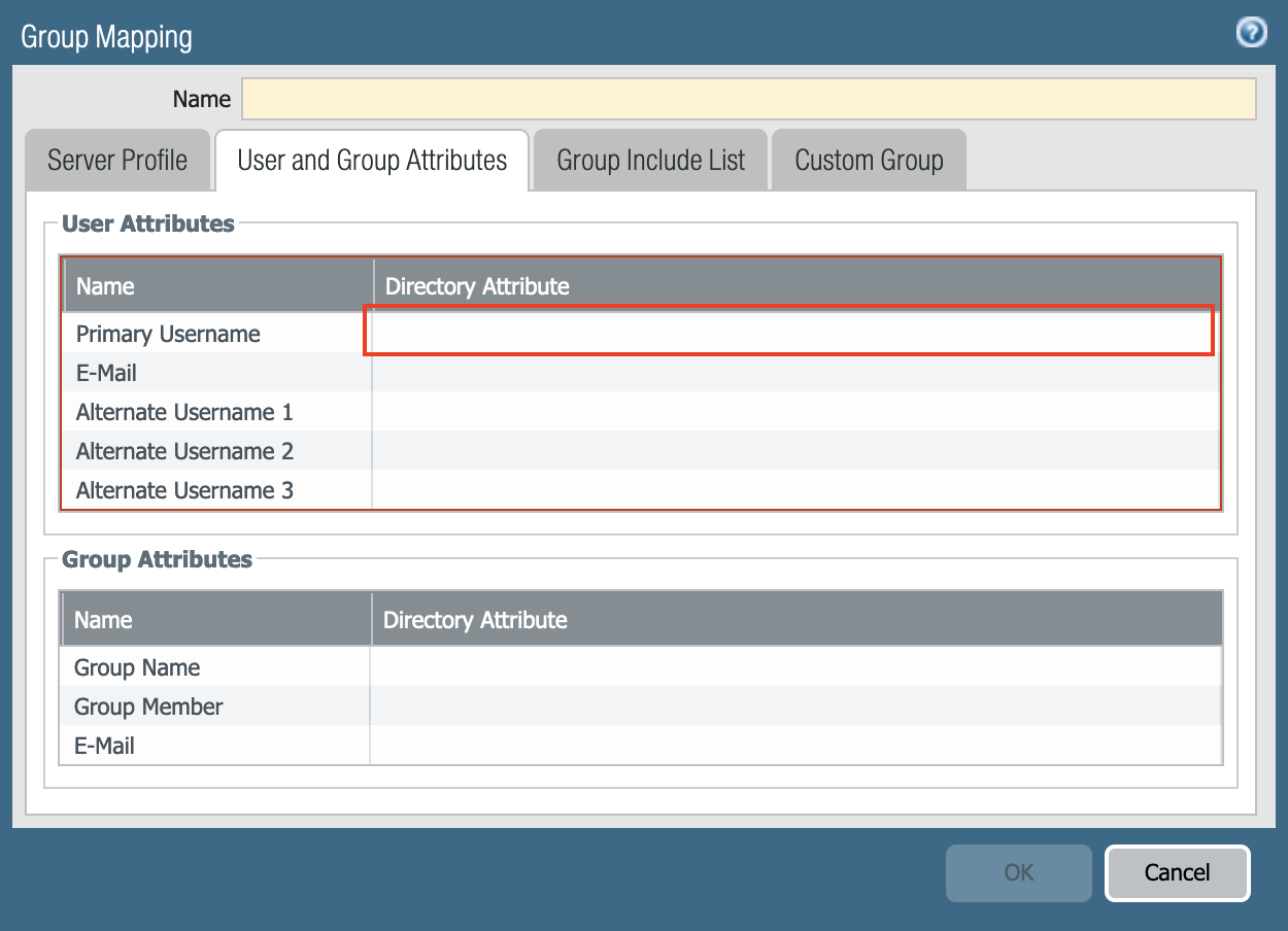 Le format de nom d’utilisateur principal est défini par la configuration de mappage de groupe.
