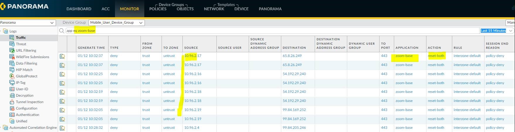 Example Traffic Logs