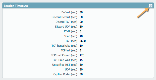 セッションタイムアウトの編集