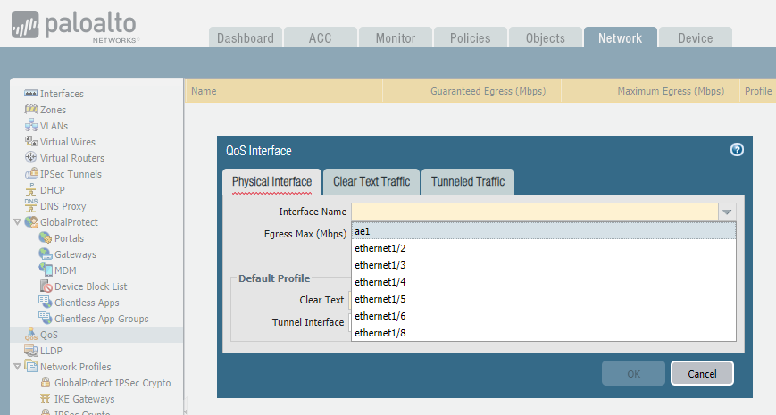 QoS Physical Interface selection
