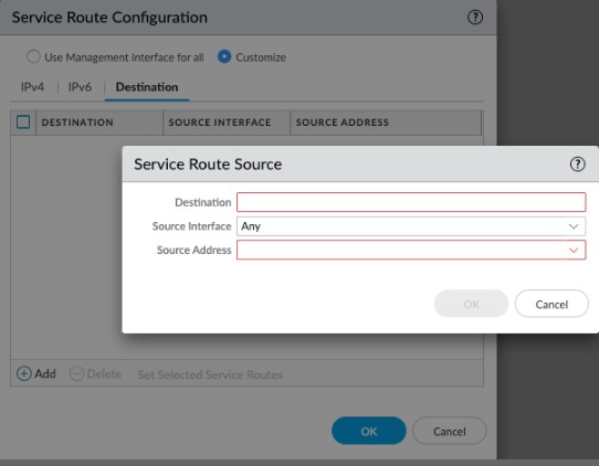 Destination service route.