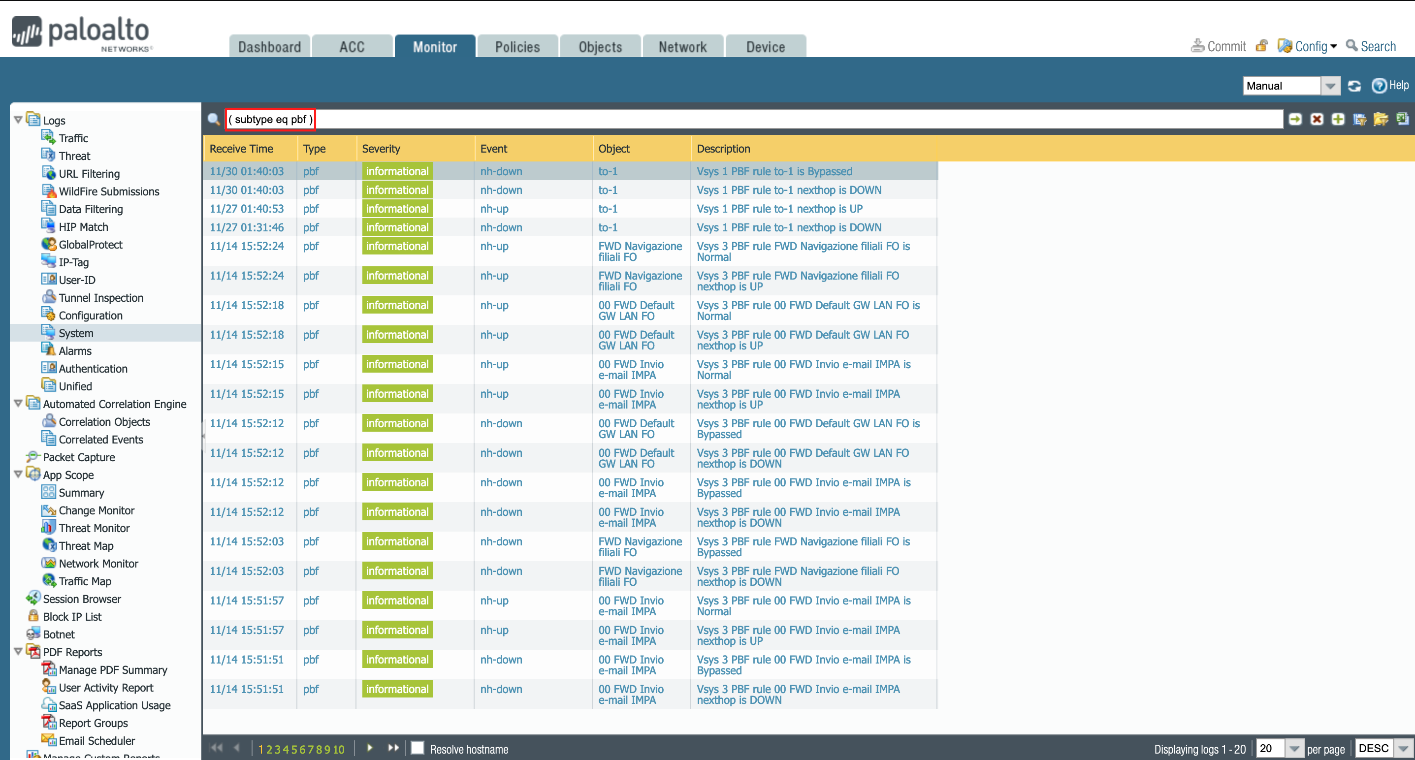 the system logs show the logs so we can use those logs to trigger the event