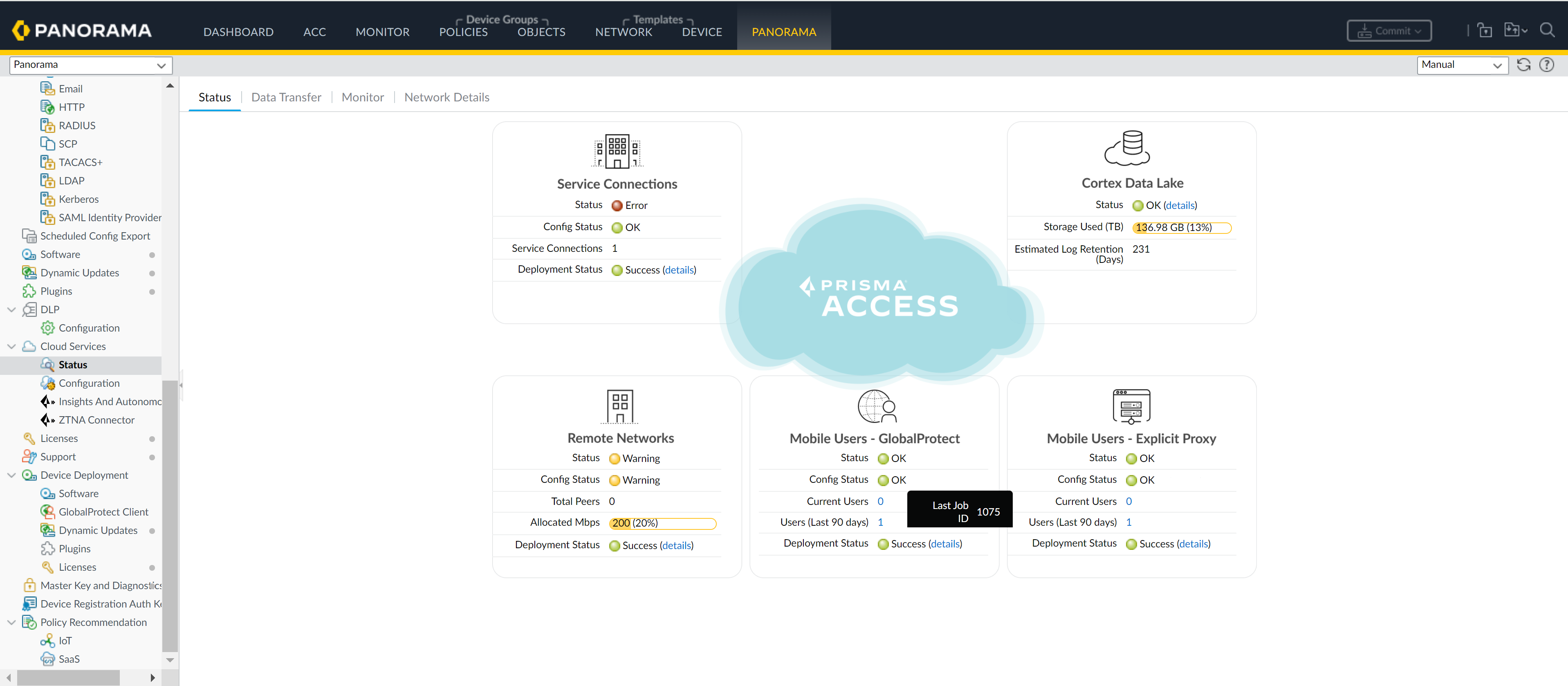 Cloud Services Plugin Status Page
