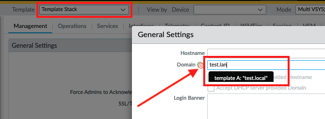 Template Stack configuration