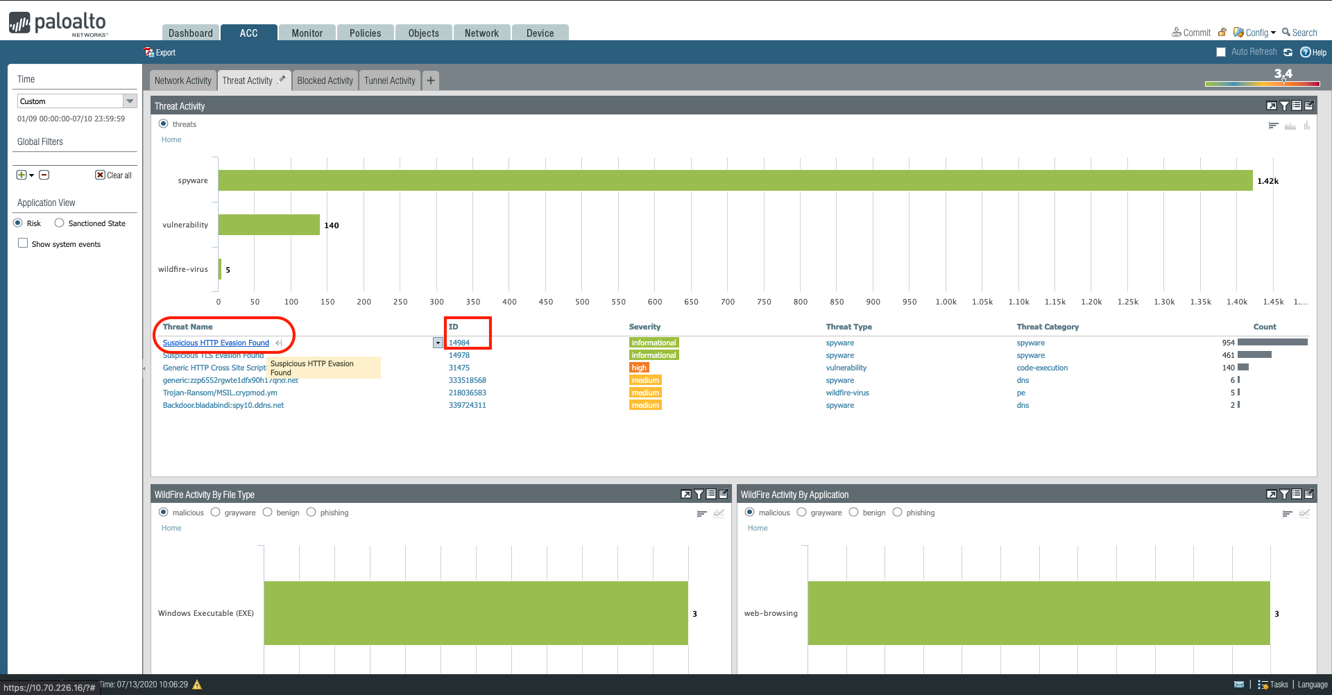 Select either the Threat Name or the Threat ID that you want to be the scope of your query.