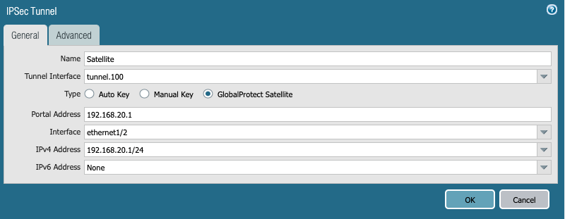 Snapshot of IPSec configuration dialog box