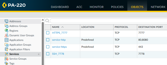 Service Object configuration