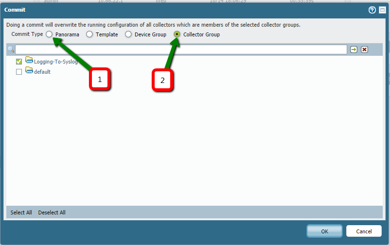 Screenshot of log forwarding ssc