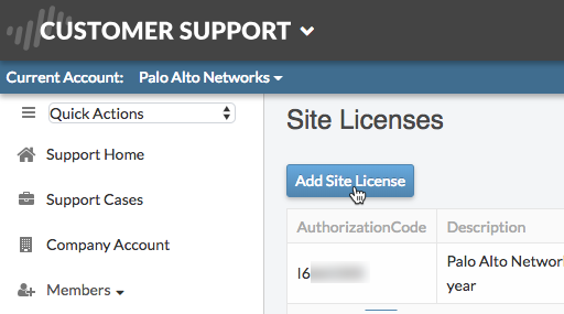 Cliquez sur Ajouter un site License. png