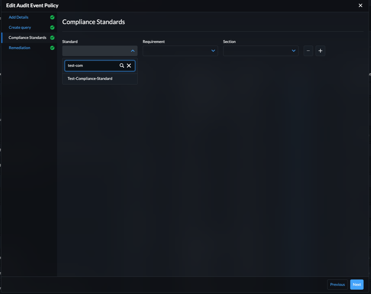 Compliance Standard search