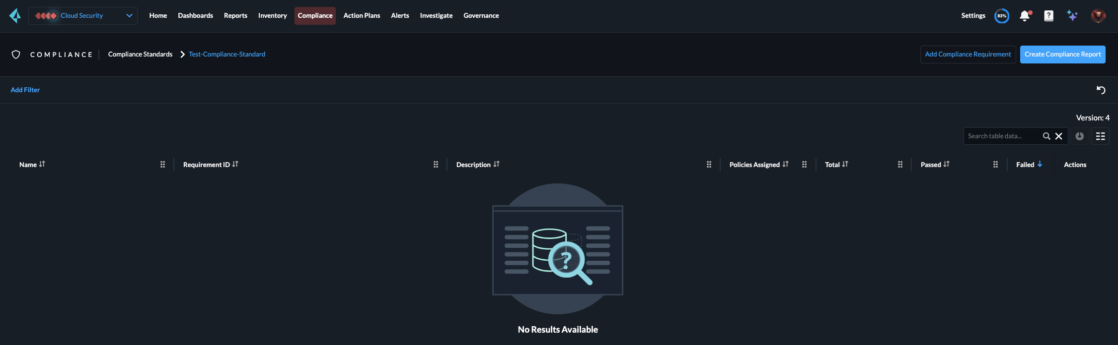 No Compliance Reqs added