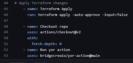 An example of how the Yor text should be set in the tf.yaml file