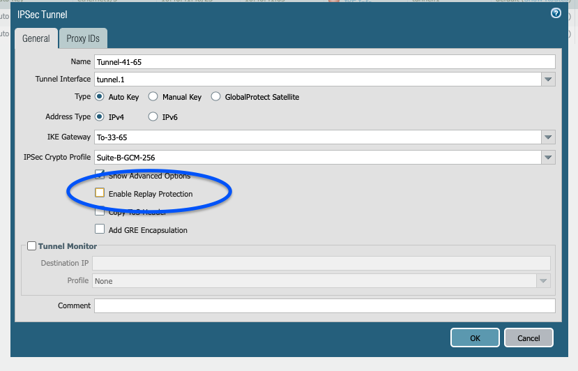 Deaktivieren Sie "Replay-Schutz aktivieren"