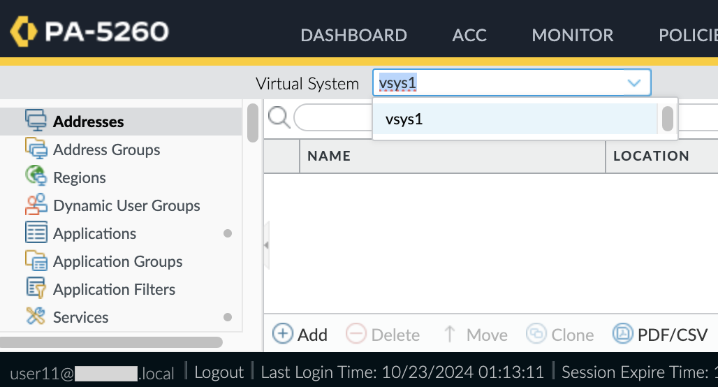 user11 viewing vsys1