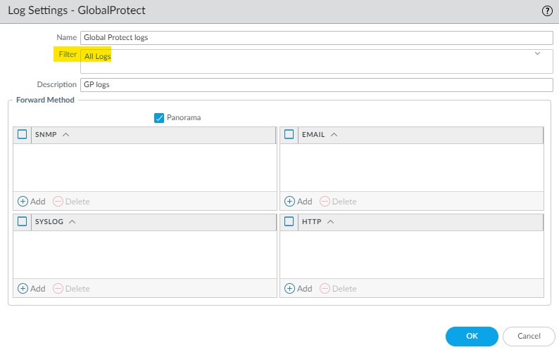 Device Log Setttings