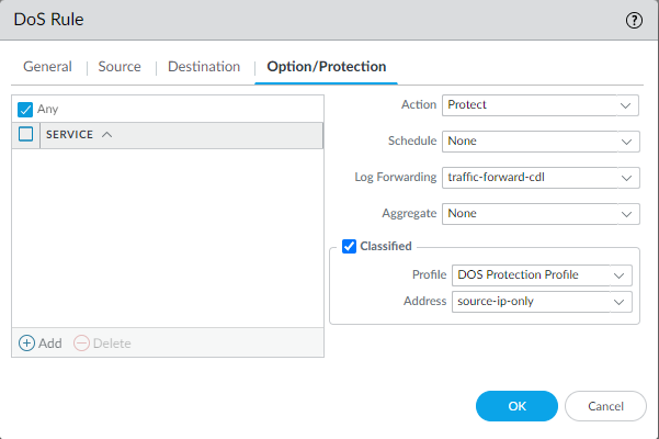 Classified DOS Protection Policy