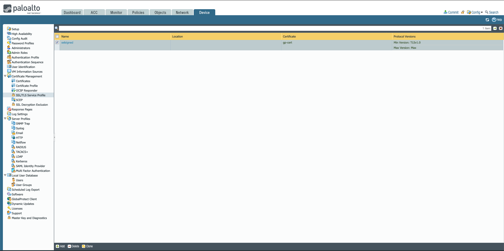 updated certificate in the SSL/TLS Service Profile