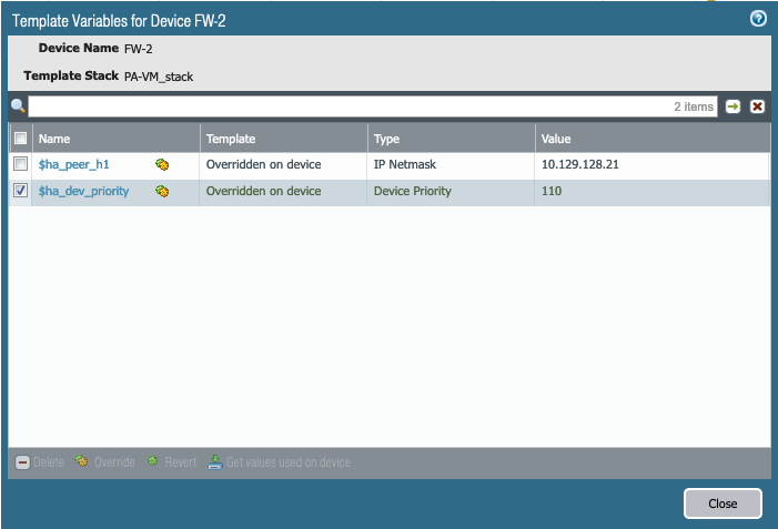 Each variable's value is set