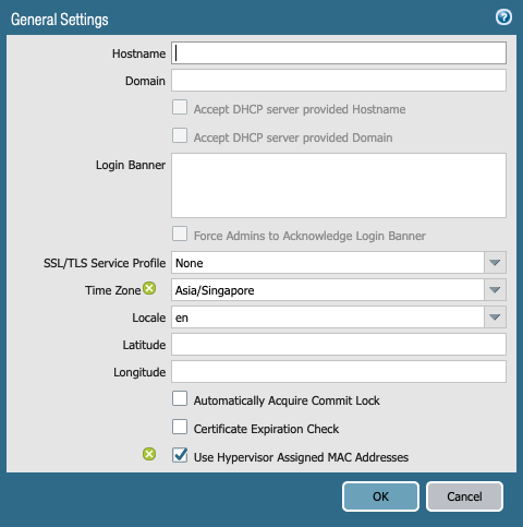 configuración de nombre de host no definida por Panorama