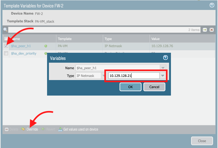 Passer outre à une valeur