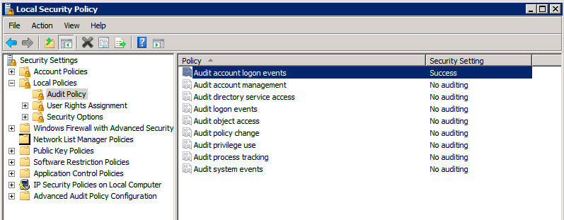 active directory のローカル セキュリティ ポリシー