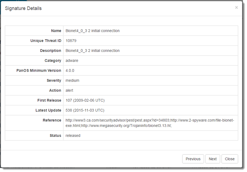 Screenshot der Signaturdetails für Bionet4_0_3 2 erste Verbindung
