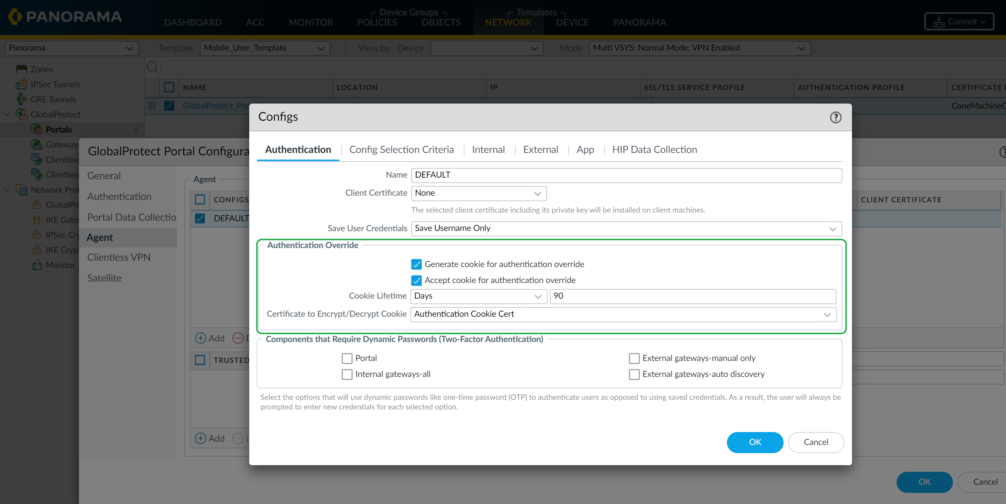 Portal config - panorama managed