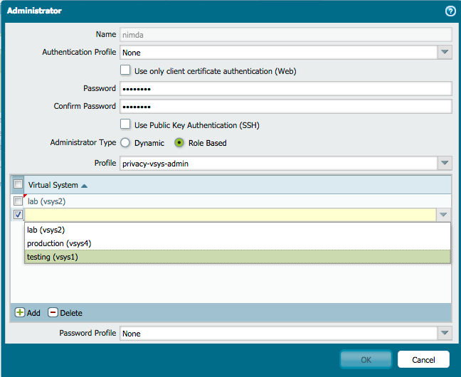 Vsys rollenbasierte admin