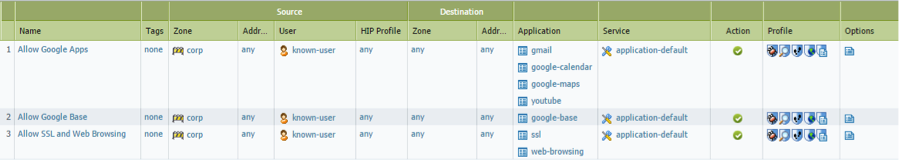 App-ID reglas de seguro Google Apps