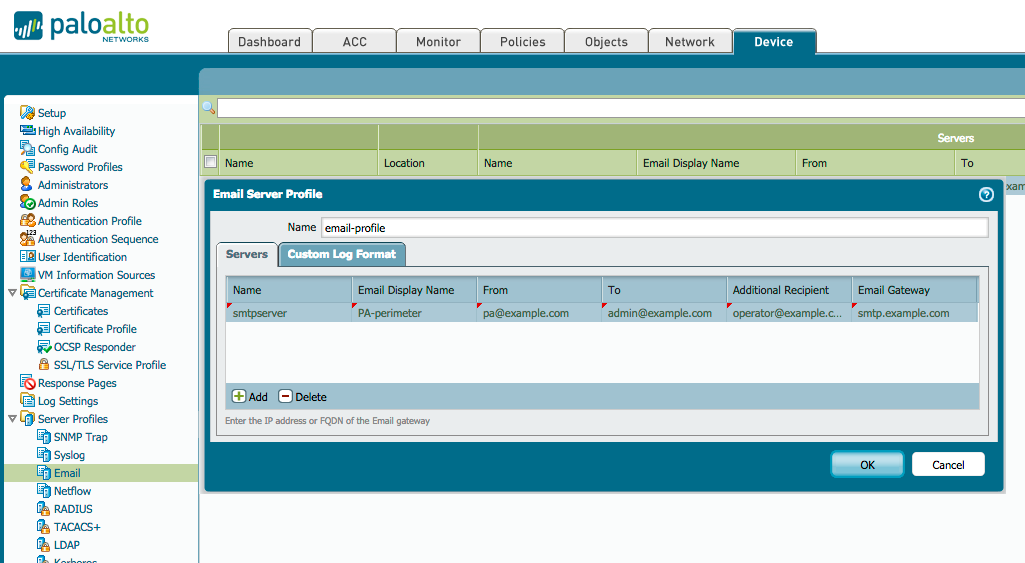 e-Mail Server Profile