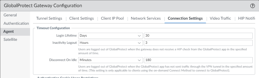Timeout Connection Settings