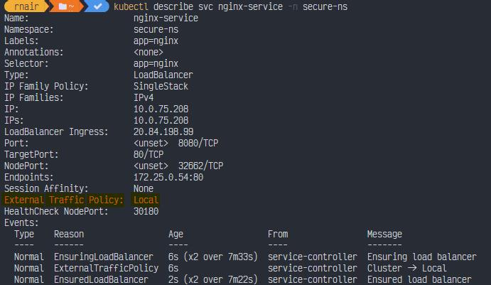 Describe Service Output