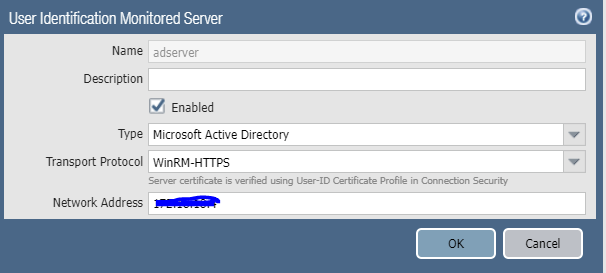 Captura de pantalla que muestra la configuración del monitor del servidor