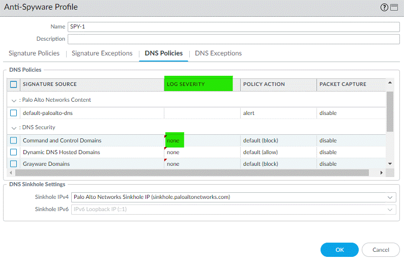 DNS Policies tab