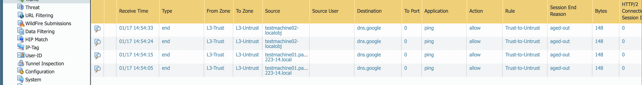 Nach Auflösung Hostname