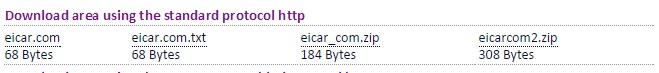 Eicar Download-Bereich