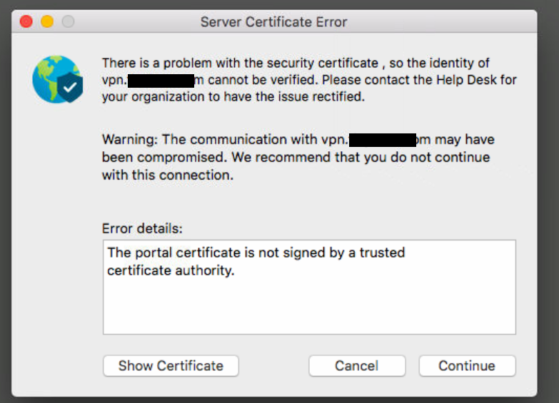 Server Certificate Error