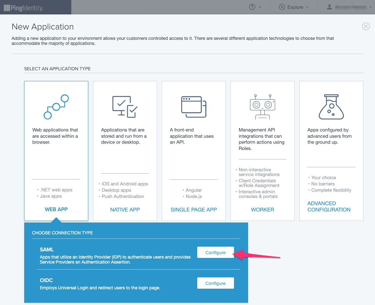 Select an application type