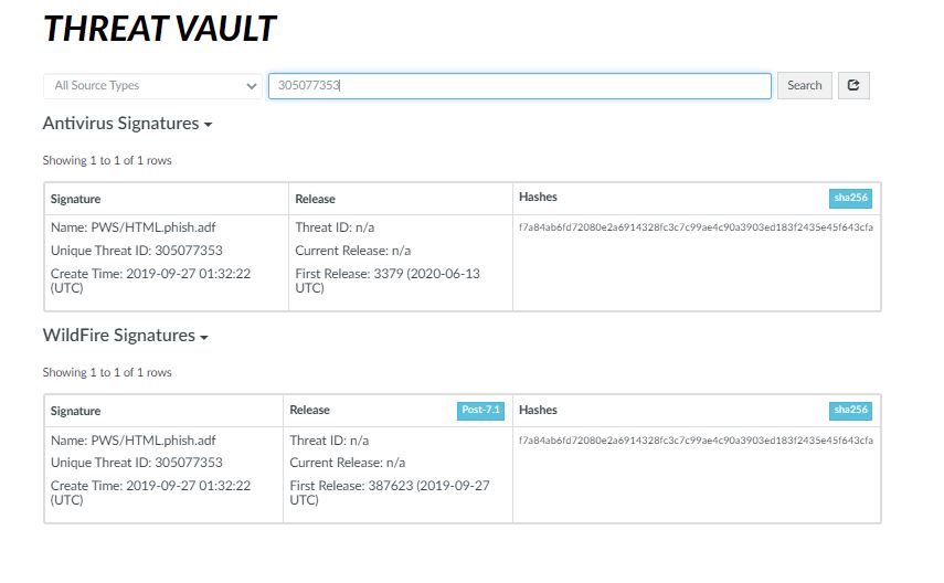 Fechado o deshabilitado en Threat Vault