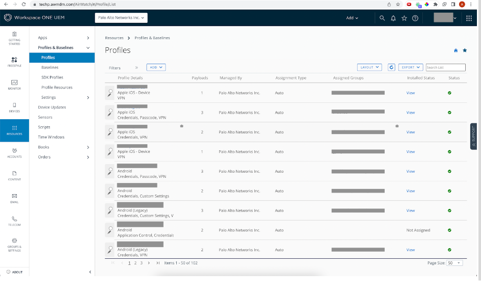 screenshot showing MDM profile