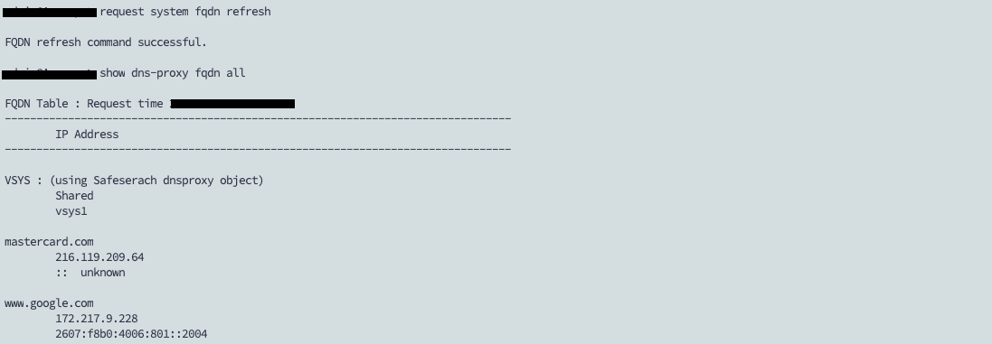 FQDNs objetos que muestran los resultados necesarios.