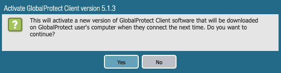 Screenshot mit dem GlobalProtect Dialogfeld Agentenaktivierung.