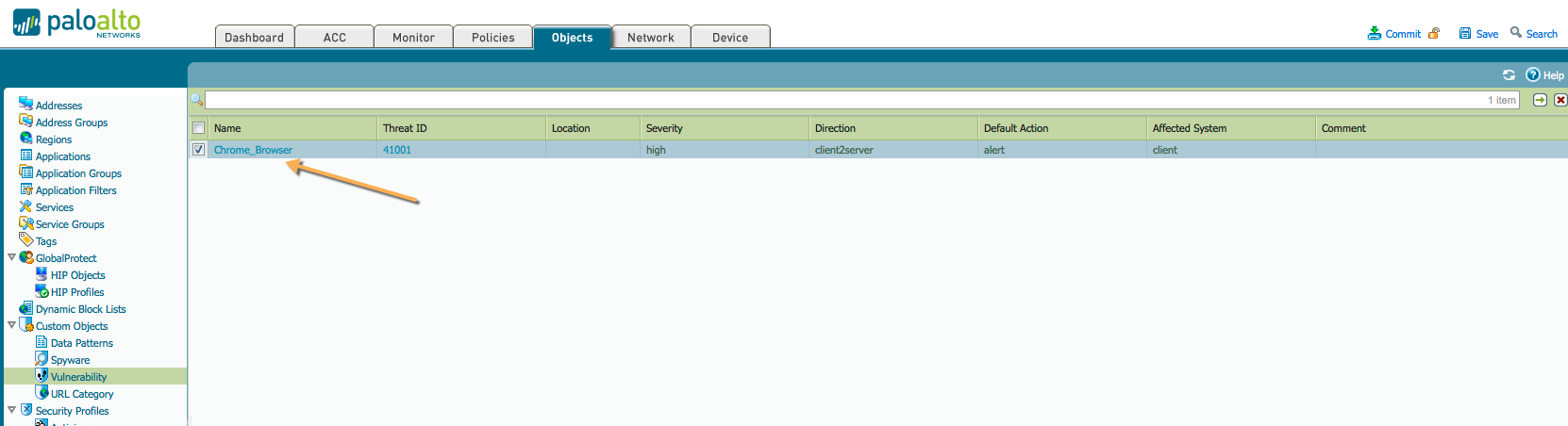 Perfil de vulnerabilidad personalizado