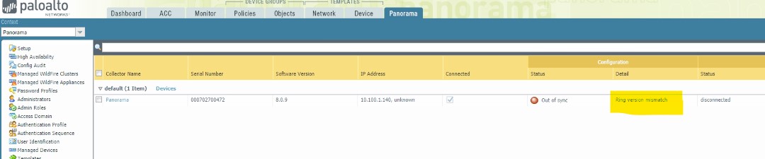 Panorama Estado del recopilador de registros