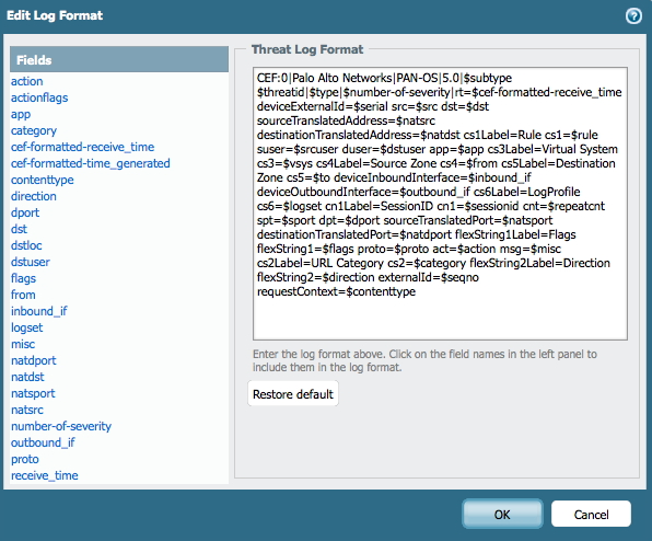 脅威ログの形式