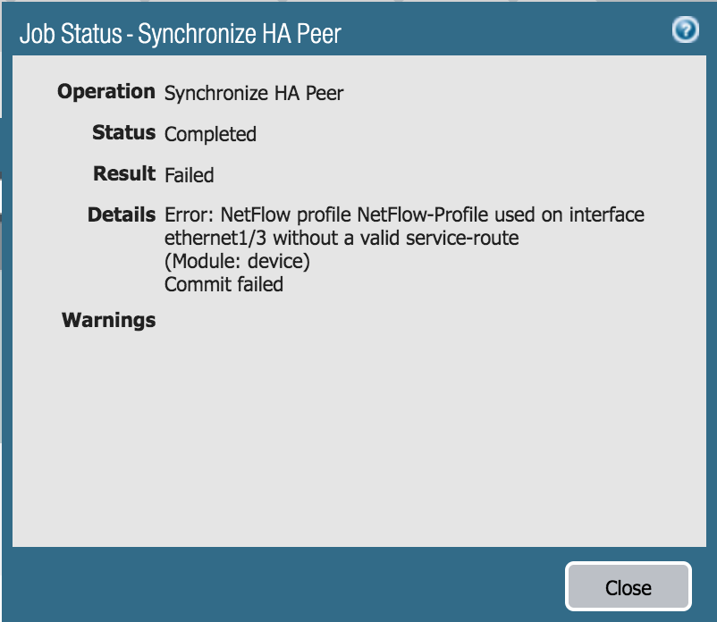 Capture d’écran montrant l’erreur