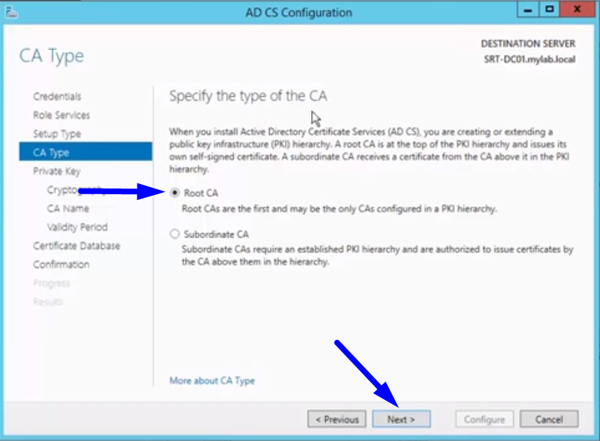 ad cs configuration ca type